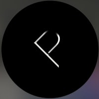 a black circle with the letter r on it